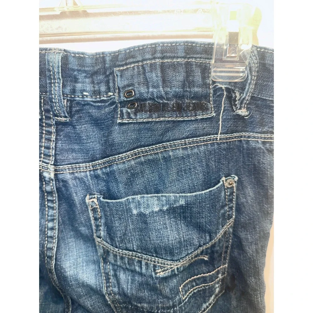 Calvin Klein Jeans Rocker Low Rise Straight Distressed Patchwork Denim Blue Mens